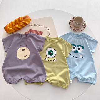 2024 Phong Cách Mới Cho Bé Onesie ins Phong Cách Cho Bé Mùa Hè Onesie Mỏng Hoạt Hình Ngắn Tay Áo Liền Quần Nam Nữ Trọn Tháng Sơ Sinh Mùa Hè Onesie