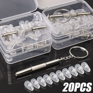 Bộ miếng đệm mũi bằng kính silicon - Túi khí Đệm không khí mềm - Miếng đệm mũi trong suốt, vô hình - Miếng đệm mũi mềm chống trượt - Có tuốc nơ vít - Phụ kiện kính mắt