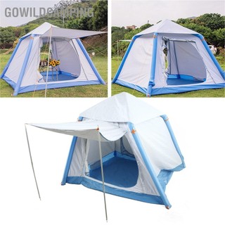 GoWildCamping Lều cắm trại bơm hơi tự động 210D Vải Oxford Hai lớp chống nước tia cực tím gia đình bật lên để câu cá Đi bộ đường dài Ba lô màu trắng và xanh