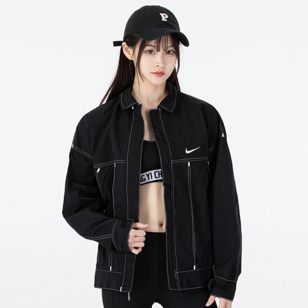 100% Chính Hãng Nike Nữ Mỏng Áo Khoác Dệt Công Sở Ve Áo Thể Thao Chống Gió Áo Khoác Thường Ngày DM6204