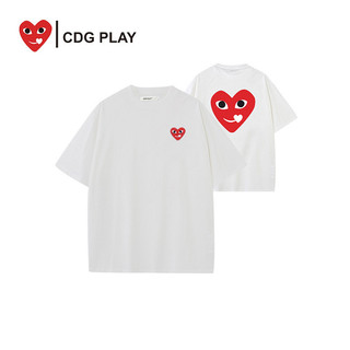Cdg PLAY Mùa Hè Mới INS Hợp Thời Trang Đa Năng Nam Nữ Cổ Tròn Tay Ngắn Cổ Tròn Thương Hiệu Hợp Thời Trang