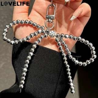 Y2k Pearl Bows Phone Charm - Móc chìa khóa ngọc trai nơ - Dây đeo cổ tay dây đeo điện thoại - Vòng chìa khóa mặt dây chuyền túi - Mặt dây chuyền túi Charm Bowknot - Phụ kiện móc khóa nữ Ins