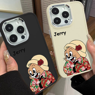 Ốp Điện Thoại Họa Tiết Hoạt Hình Jerry Sáng Tạo Cá Tính Tương Thích Cho IPhone 15 14 13 12 11 Pro Max Xr X Xs Max 7 8 SE 2020 Ống Kính Kim Loại Ốp Lưng Silicon Mềm Chống Sốc