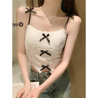 Yeya Áo hai dây nơ nữ lưng đẹp cố định cốc quấn ngực Áo hai dây