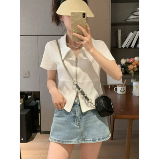 Áo coquette tay ngắn Áo phông Thiết Kế Sense POLO Cổ Áo Thun Nữ Tay Ngắn Phong Cách Mùa Hè Bên Trong Ngắn Đáy Áo Sơ Mi Cao Cấp Ôm-