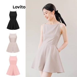 Áo liền quần Lovito xếp nếp ôm vừa phải thường ngày cho nữ L80ED343(Nhiều màu)