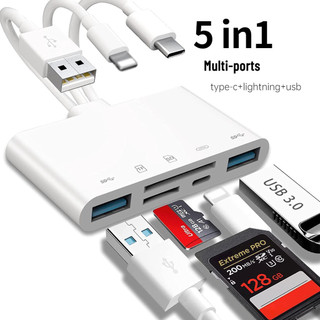 Lamjadđầu đọc thẻ nhớ 5 trong 1 cho iphone / ipad air / pc usb otg adapter & đầu đọc thẻ sd / sdhc / sdxc