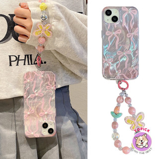 Nơ Màu Hồng Cho IPhone 15 Promax Ốp Lưng Điện Thoại 12 13Mini 14 15Plus 11 Pro Max X XS XR XS Max 7 8 Plus SE2020 6 6Plus Vỏ Điện Thoại Có Vòng Tay Cô Gái Mới Nữ