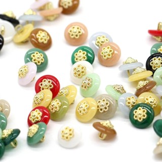 10 Cái / bộ 11 Mm Màu Tròn Vàng Kim Loại Ngọc Trai Nút Cho Quần Áo Áo Sơ Mi Thời Trang Đầm Áo Tay Trang Trí Phụ Kiện May Vá