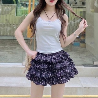 Chân Váy Xòe Ngắn 4 Tầng PINKSTORE29 Kiểu In Nơ Dễ Thương C997