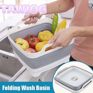  Bồn rửa bát TAWJOG Tay cầm mang theo có phích cắm thoát nước Giỏ đựng đồ đa chức năng có thể gập lại bằng silicon di động Trái cây 