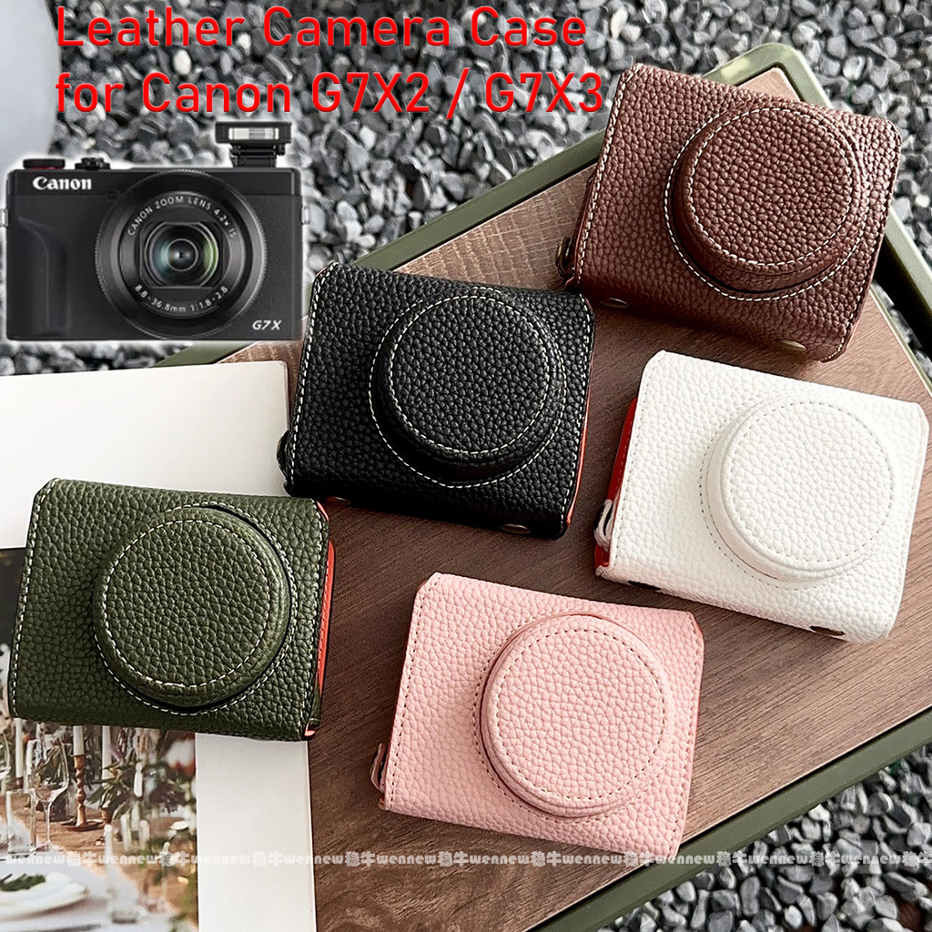 G7x3 G7X2 Vỏ Túi Đựng Máy Ảnh Da PU Dành Cho Canon Powershot G7 X G7X Mark III II 2 3 G7XIII G7X3 Vỏ