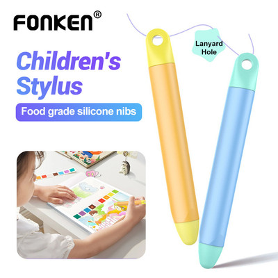 Fonken Độ Chính Xác Cao Trẻ Em Bút Stylus Đầu Cao Su Silicon Vẽ Bút Chì Thân Thiện Với Trẻ Em Máy Tính Bảng Đa Năng Cảm Ứng Điện Dung Bút Chì Vẽ