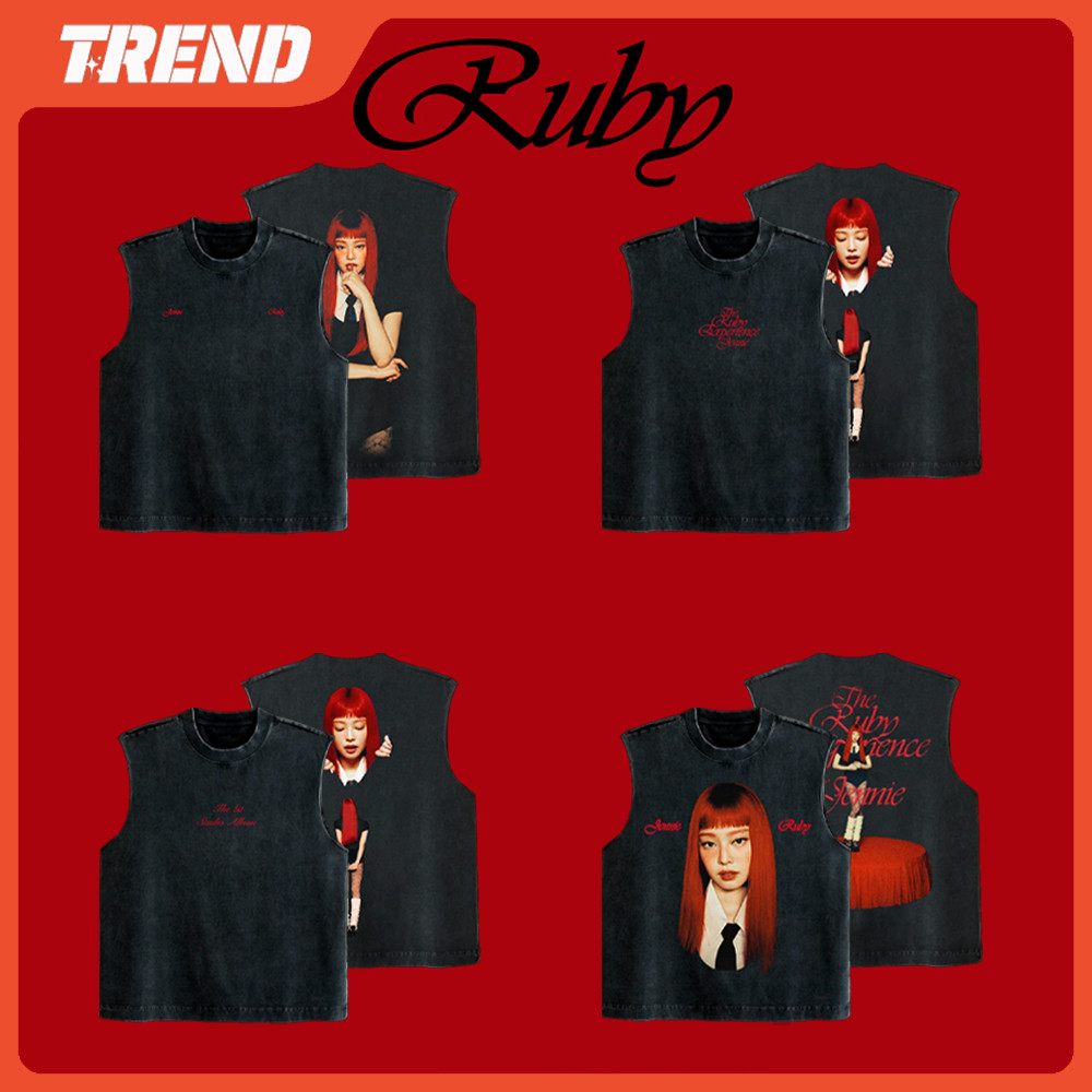 Blackpink Kpop BLACK PINK 2025 JENNIE Ruby Album Merch Rửa Cotton Tank Top Unisex Thời Trang Vintage