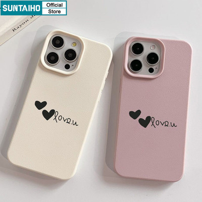 Suntaiho Đơn Giản Thẩm Mỹ TÌNH YÊU Cặp Đôi Vỏ Điện Thoại Họa Tiết Cho Iphone 11 12 13 14 15 16 Pro Max IP 7 8 Plus Iphon X Xs XR Xs Max Silicon Mềm Cao Cấp Chống Sốc Ốp Lưng