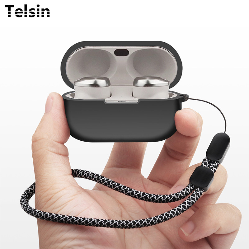 For Technics EAH-AZ80 Case Solid Color Silicone Soft Case Cute Lanyard Pendant Technics EAH-AZ80 Sho