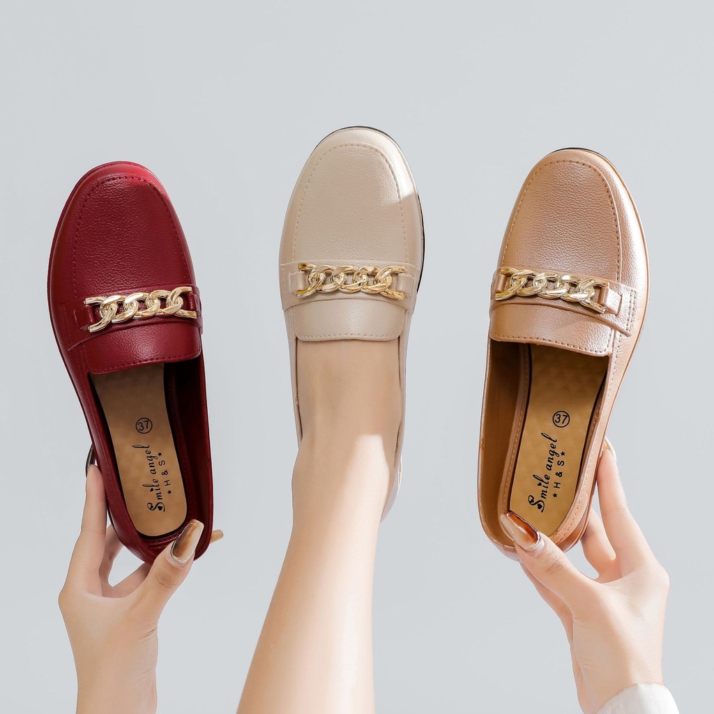 Phụ Nữ Vintage Trơn Phong Cách Chuyên Nghiệp Trang Phục Màu Đen Loafers Giày Công Sở Loafers