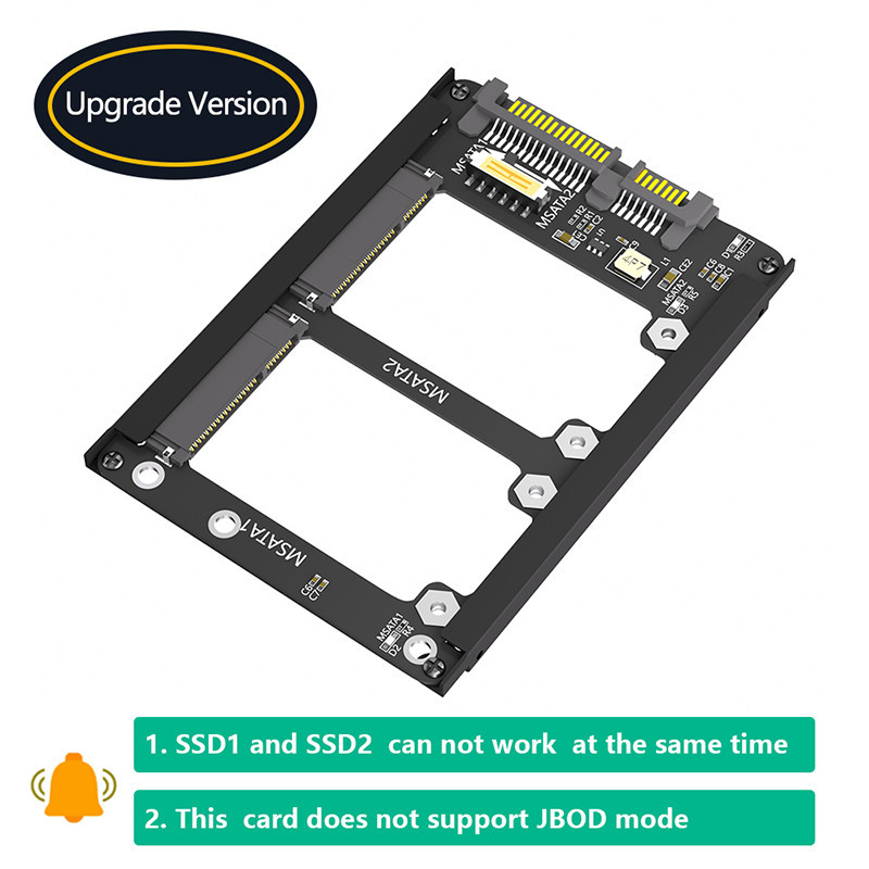 Vỏ kim loại Dual mSATA SSD Sang 2.5 "SATA3.0 6Gbps Thẻ chuyển đổi có ổ cắm bao vây mSATA sang SATA A