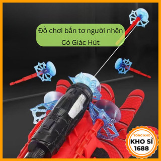 Đồ chơi bắn tơ người nhện, găng tay nhện hút dính đồ vật, kèm dây, cự ly 5m - combo găng tay người nhện e1579
