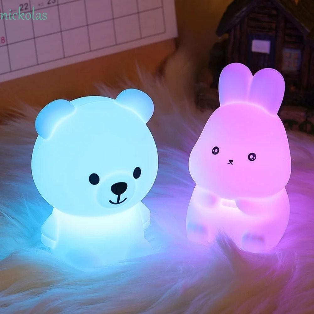 Đèn bàn NICKOLAS, Đèn ngủ LED hình thỏ và gấu dễ thương, Đồ trang trí để bàn Đèn ngủ Mini cầm tay sáng tạo Trẻ em