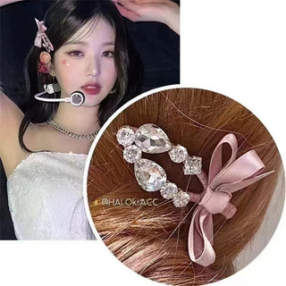 Nhóm Hàn Quốc Zhang Yuanying Cùng Phong Cách Cô Gái Ngọt Ngào Nơ Hồng Zircon Tóc Cao Cấp Cảm Giác ins Phong Cách Nổ Kẹp Nữ