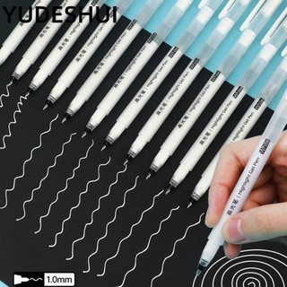 YUDESHUI Gel Mực Trắng YudhUI, 1mm Fine Tip Sinh Viên Văn Phòng Phẩm Nổi Bật Bút Đánh Dấu, Vẽ Nghệ Thuật Viết Đồ Dùng Học Tập Bút Đánh Dấu Đường Trắng