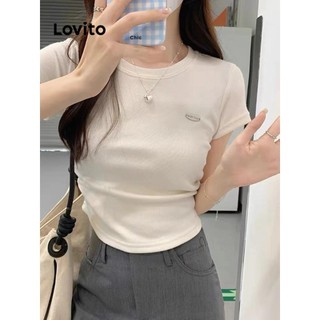 Áo thun Lovito xếp nếp màu trơn phong cách thường ngày cho nữ LNE58084
