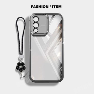 Ốp Lưng Cho Vivo S17 S12 V23 V29 Pro 5G S10E V23E Bảo Vệ Ống Kính Máy Ảnh Trong Suốt Silicon Mạ Mềm Có Nắp Hoa