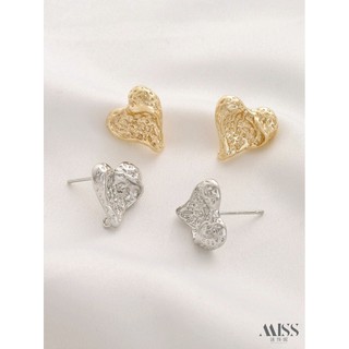 Một Đôi Bông Tai 14K Vàng Đóng Gói Màu Bảo Quản Hố Trái Tim Tình Yêu S925 Bạc Kim Bông Tai diy Handmade Kết Cấu Dung Nham Bông Tai Phụ Kiện