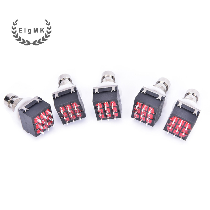 [Elgmk] 5 Chiếc 3PDT 9 Chân Hiệu Ứng Guitar Stomp Switch Pedal Box Foot Metal True Bypass [MỚI]