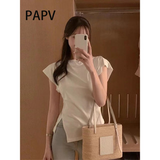 Áo thun thiết kế xẻ tà một dòng Papv Chic Slim Fit và không đều 2658