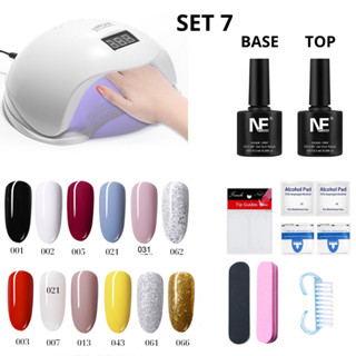 combo làm móng tại nhà 6 màu 12 màu sơn gel , máy hơ , base top 8ml đầy đủ dụng cụ làm nail mini tại nhà