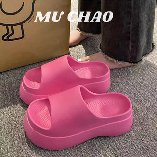 Dép xỏ ngón mùa hè mới đế dày nâng cao dép ngoài trời màu trơn đơn giản