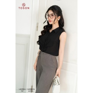 Áo chiffon đen cổ đức dáng mullet 14029B34 - TOSON