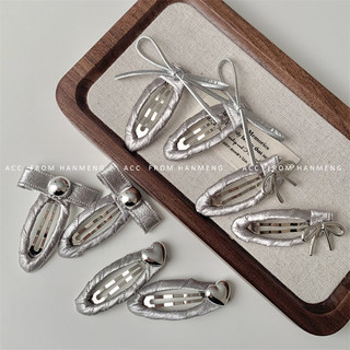 Thắt Nơ Bạc Trái Tim Tình Yêu Kẹp Tóc Mùa Hè Phong Cách Mới Ánh Sáng Sang Trọng Bên Vỡ Nổ Kẹp Tóc