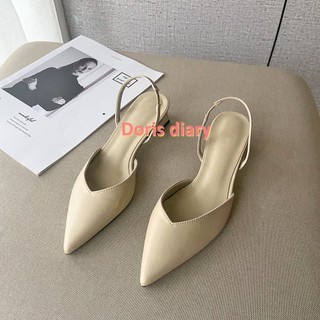 Giày cao gót nữ mới mũi nhọn dày gót xăng đan cao gót