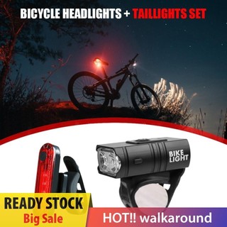 2 Đèn LED chống nước MTB Đèn pha xe đạp Đèn hậu cảnh báo xe đạp [walkaround.vn]