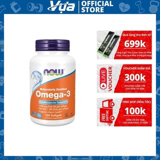 Viên Uống NOW - Omega-3 (100 viên) - Hỗ Trợ Tăng Cường Sức Khỏe Tim Mạch, Não Bộ và Khớp Chính Hãng