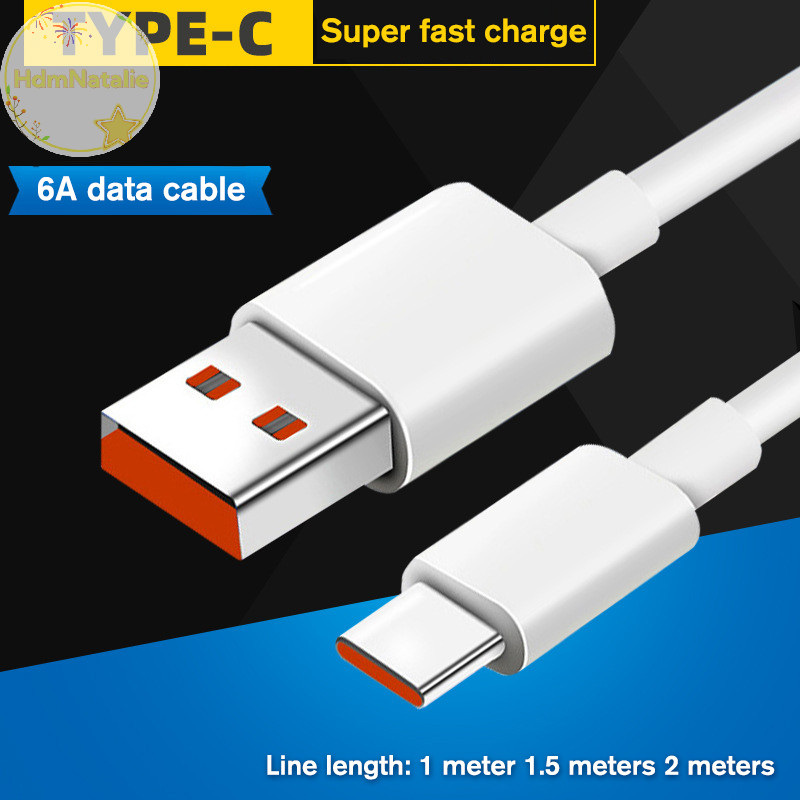 Hdmnatalie 1 / 1.5mile 6A 66W USB Type-c Cáp sạc siêu nhanh cho xiaomi Samsung Huawei VN