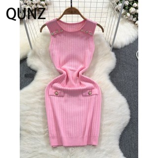 Đầm đan đá không tay thời trang Qunz 900217