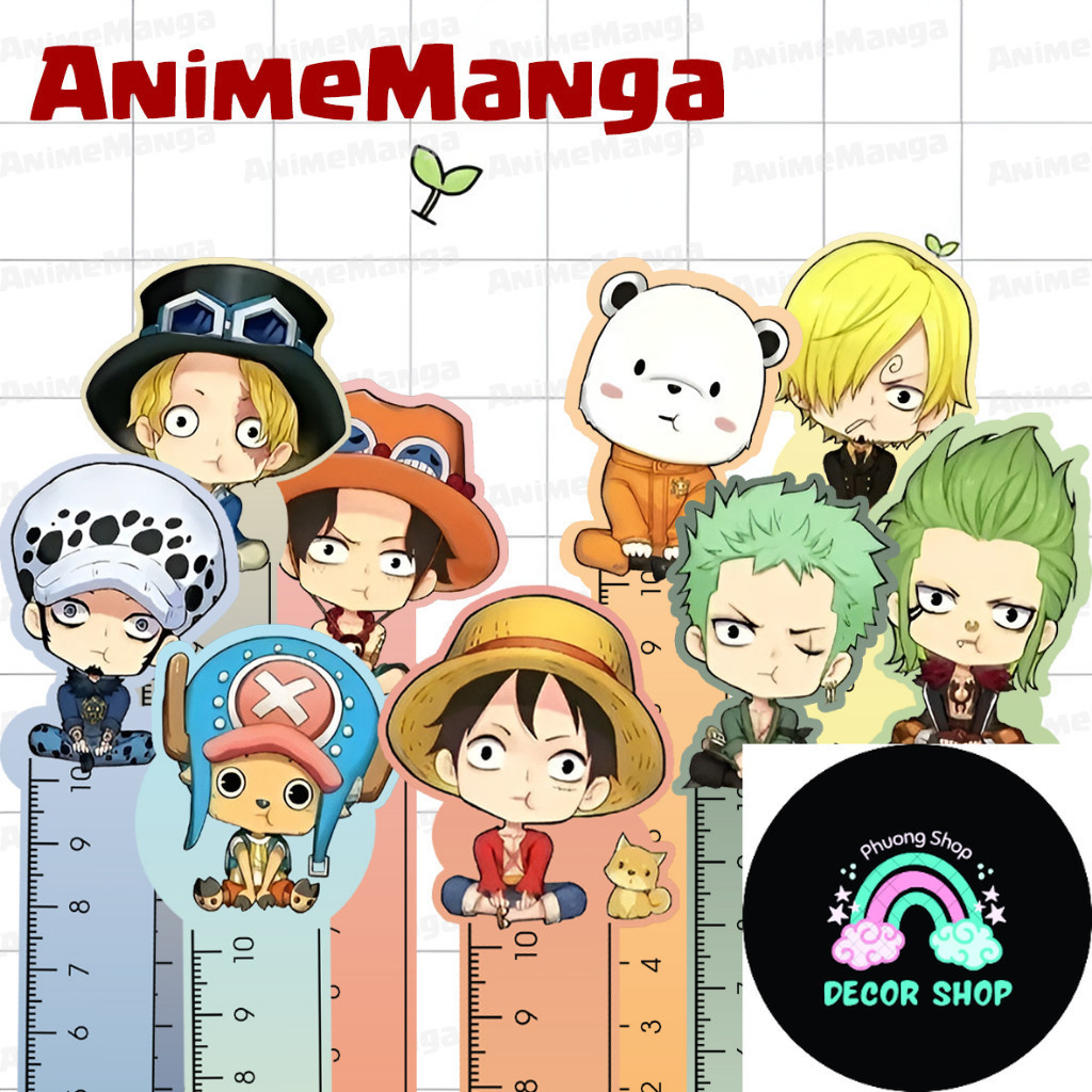 Thước Kẻ Anime One Piece Luffy In Nền Màu Thước Kẻ 10cm