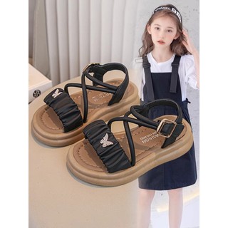 Dép sandal bé gái 3-10 tuổi quai chéo khóa dán đính tag bướm siêu xinh, Giày sandal bé gái, Dép quai hậu trẻ em gái QCCC