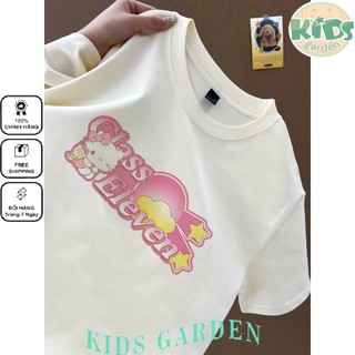 Hợp thời trang cổ điển Hello Kitty nhân vật hoạt hình họa tiết áo thun trắng cổ tròn nữ Áo thun cotton đa năng mới