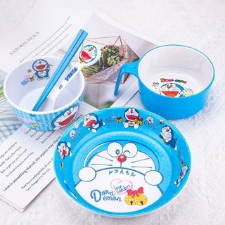 Trẻ em bộ đồ ăn hộ gia đình dễ thương bát cơm vừa lớn trẻ em bộ đồ ăn dễ thương món ăn trẻ em bát ăn có tay cầm bát