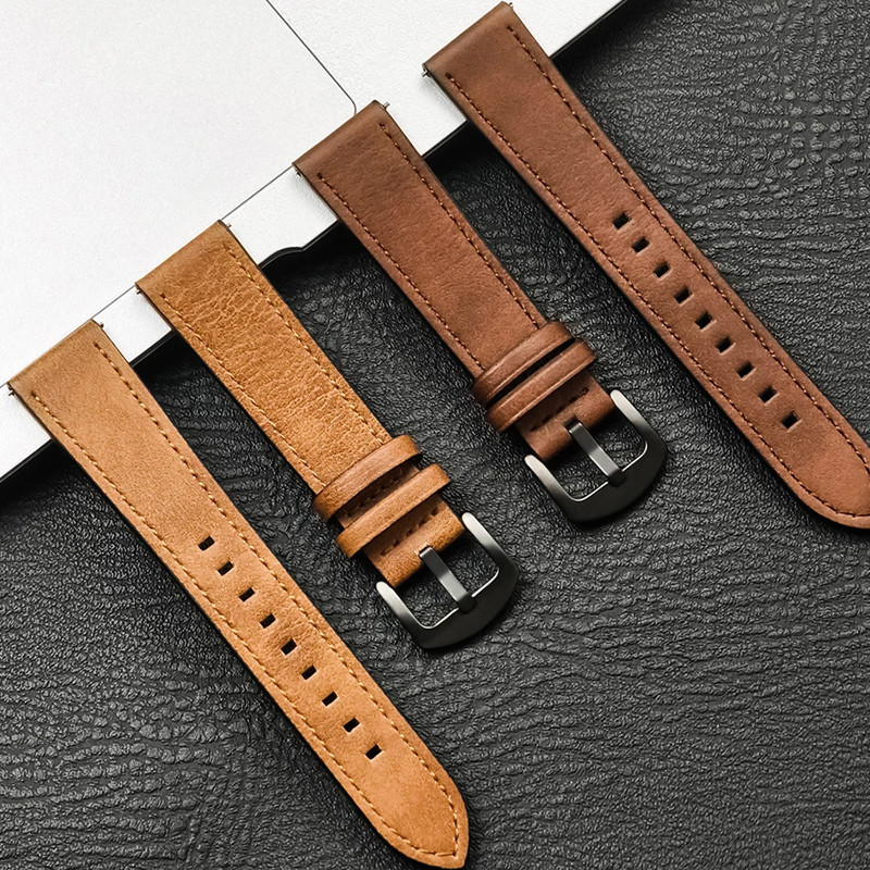 20mm 22mm Phát Hành Nhanh Nam Nữ Dây Da Đa Năng Tương Thích Cho Samsung Galaxy Watch 6 5 4 40 44mm 5Pro 45mm 6 / 4 Cổ Điển 42 46mm 43 47mm Cho Huawei Dây Đeo Đồng Hồ Thay Thế