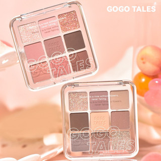  GOGO TALES Bảng phấn mắt Màu má hồng chín màu và làm nổi bật Bảng màu tất cả trong một Màu hồng Nâu đất 