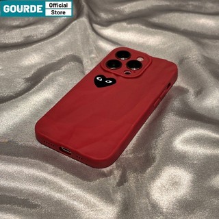 Gourde Ốp lưng Iphone đôi thời trang đen màu đỏ đơn giản icon Họa Tiết Ốp Điện Thoại Silicon Mềm gợn sóng Cao Cấp Chống Sốc Cho Iphone 15 14 12 13 11 Pro Max IP 7 8 Plus Iphon X XS XR XsMax