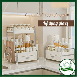 (Sẵn nhỏ) Kệ đựng gia vị nấu ăn nhà bếp thép Carbon chống gỉ chống bám dầu mỡ để bàn 3020