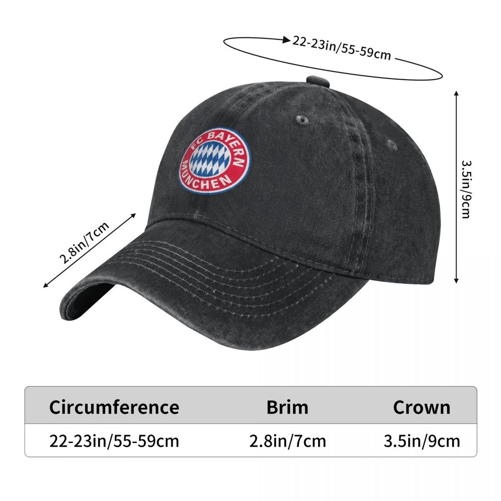 Bayern Munchen fc logo Người Lớn Giặt Mũ Denim 100% Cotton Cong Vành Mũ Chống Nắng Đơn Giản Thường N