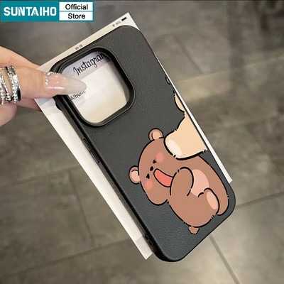 Suntaiho Vỏ Dễ Thương Ngộ nghĩnh Gấu Cặp Đôi Họa Tiết Ốp Điện Thoại Cho Iphone 11 12 13 14 15 16 Pro Max IP 7 8 Plus Iphon X Xs XR Xs Max Silicon Mềm Cao Cấp Chống Sốc Ốp Lưng